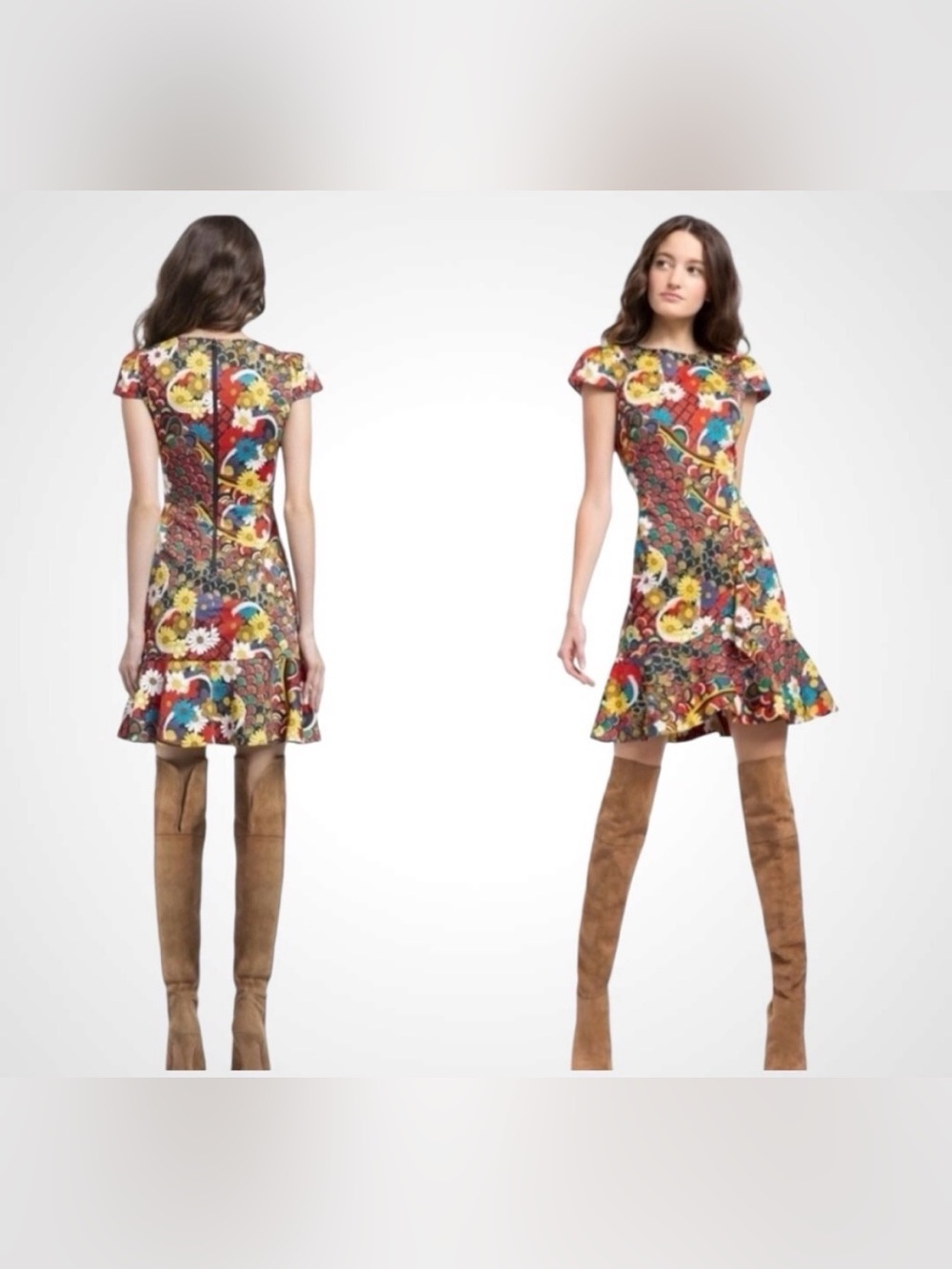 Alice + Olivia Kirby Ruffle Dress in the Floral Melody Size 0 - Picture 2 of 12